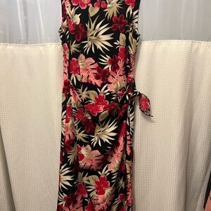 White Stag Black and Red Floral Maxi Dress